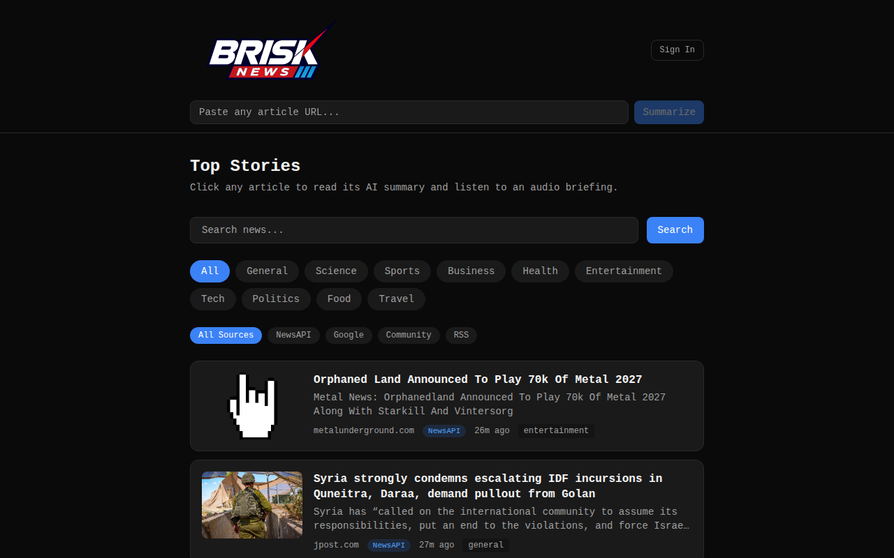brisk.news screenshot 1